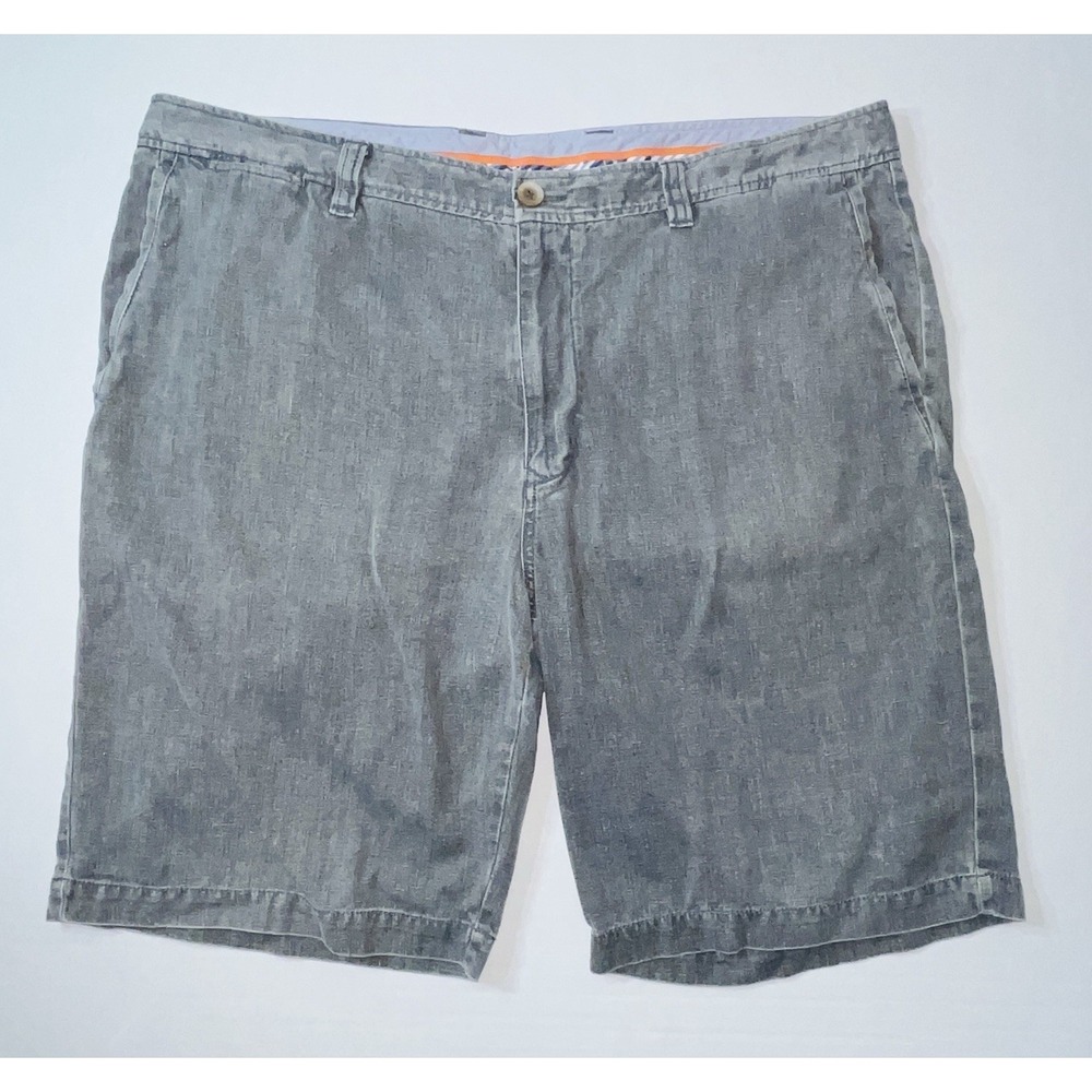 Tommy Bahamas Chino Shorts Mens 38 Gray Silk Blend Quiet Luxury Vacation Dadcore